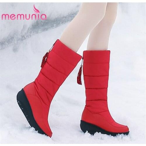 MEMUNIA SIZE 35-44 2020 new arrival snow boots women thick fur warm winter boots solid colors wedges platform boots female shoes