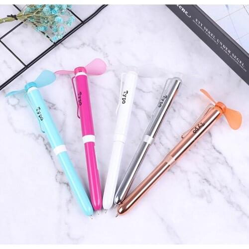 Metal Ballpoint Pen With Mini Fan As Students Gift Metal Pen Case PVC Fan Blade Pen AAA * 1 Battery