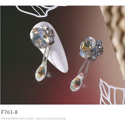 Swarovsky3D Metal Zircon Nail art Jewelry Japanese Nail Pendant With Rhinestones Crystal Manicure Zircon Diamond Charms
