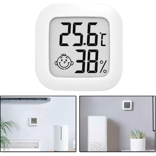Sticked Indoor Room Mini Thermometer LCD Digital Temperature Hygrometer With Smiley-Face Hygrometer Gauge Sensor Humidity Meter