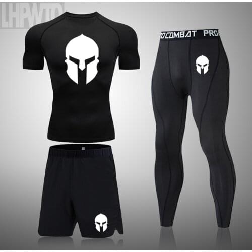 2021Spartan Mens Fitness Sports T-Shirt Jogging Shirt Short-Sleeved Men Clothing Tops Sports Compression Quick-Drying Sets