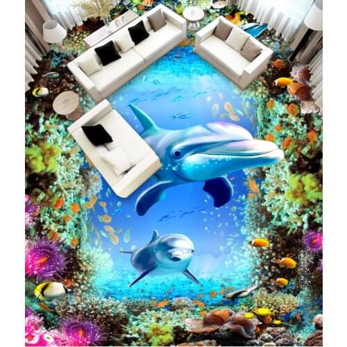 Dream Underwater World 3D Floor Floor Mural Paintings 3D PVC Self-adhesive Wall Sticker Wallpaper Waterproof