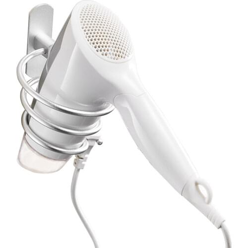 Wall Mounted Hair Dryer Holder Blower Organizer Adhesive Nail Free No Drilling Aluminum Spiral Stand For Bathroom