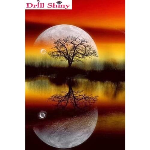 NEW Arrival diy diamond reflection of the moon scenery diamond painting cross stitch full Square mosaic rhinestone embroidery