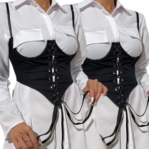 Fitting Tops Shapewear with Drawstring Waist Corset Girdle Boned Shape