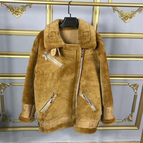 100% Natural Sheepskin Coat Female Jacket Outwear 2020 New Winter Warm Fashion Overcoat Customize