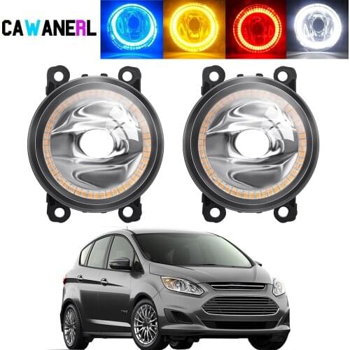 Car Front Bumper Fog Light Assembly Halo Ring Angel Eye DRL Daytime Running Lamp 20W 12V For Ford C-Max 2 MPV 2010-2015