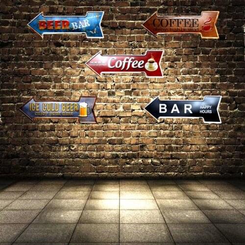 Beer Bar Coffee Arrow Metal Irregular Signs Vintage Advertising board Wall Pub Coffee Home Art Decor 42X10CM U-2