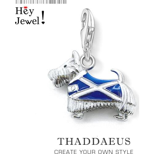 Pure 925 Sterling Silver Westie Westy Dog Scotland Animal Pendant Charms fit Original Bracelets Necklace Jewelry Women Men Gift