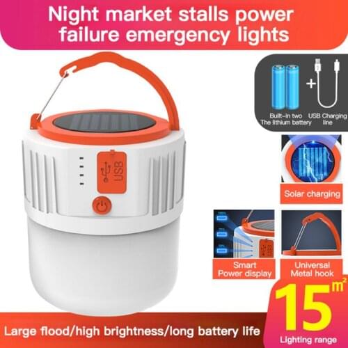 Portable Lanterns Solar LED Camping Light For Outdoor Tent Lamp Emergency Lights 5Gears USB Rechargeable Bulb Home Use