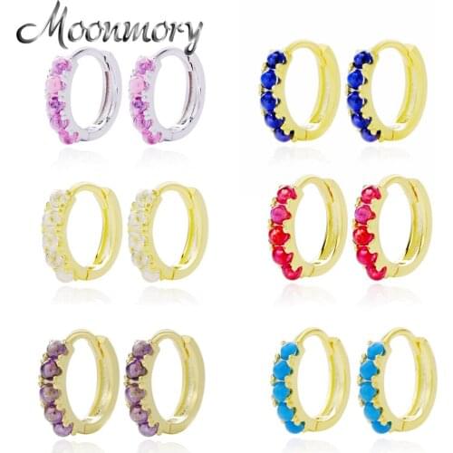 Moonmory Colorful Opal 925 Sterling Silver Green Opal Wedding Hoop Earring For Women Femme Circle Huggies Hoop Earring Kolczyki