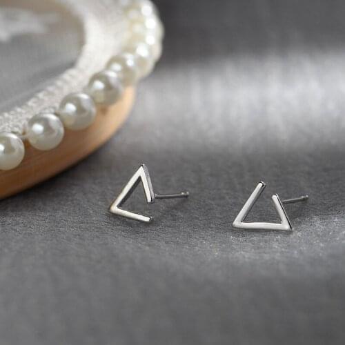 Open Triangle Stud Earrings For Women Hollow Geometry Creative Gap Simple Korean Style Girl Lady Casual Daily Jewelry Wholesale