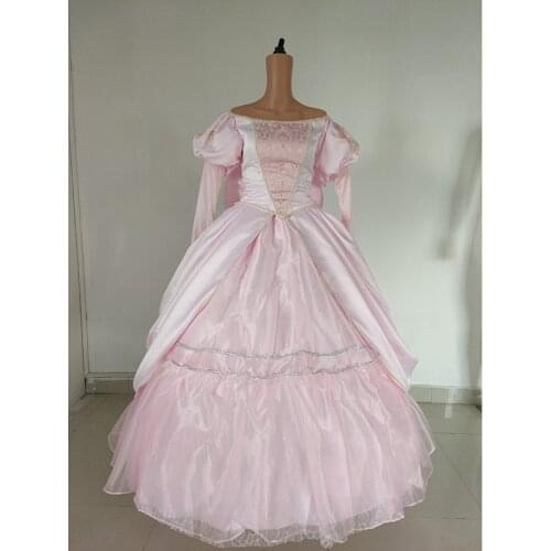 Mermaid Princess Ariel Cosplay Costume Adult Women Role-playing Pink Long Sleeves Party Dress Halloween Carnival Ball Gown