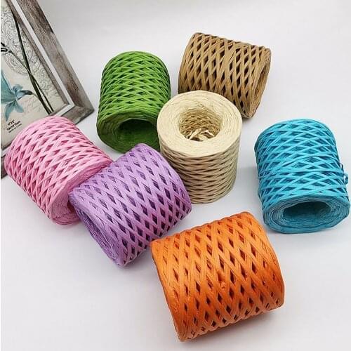 1 Roll 200m Multicolor Diy Handmade Raffia Yarn Decorative Wrapping Gift Raffia Straw Packaging Paper Yarn DIY Decorative