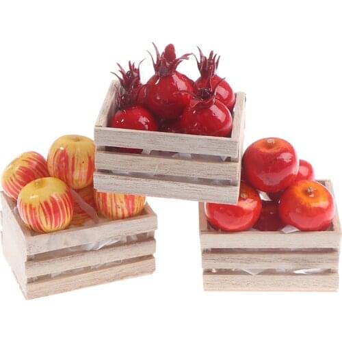 1Pcs 1:12 Dollhouse Miniature Mini Fruit Box Model Fruit Basket Fruit Tray Furniture Decoration Accessories Food Toy