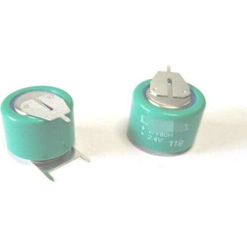 2PCS V80H 80mah 2.4v 3-pin welding pin nickel metal hydride rechargeable PLC industrial control button battery