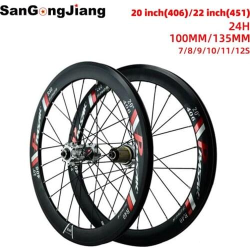 20 Inch 406 bicycle wheel set 20*1-1/8 1-3/8 22 inch 451 disc brake wheelset 7-12 speed 6 nail cassette flywheel 100*135mm wheel