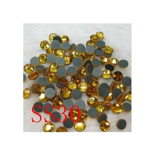 288pcs SS30 topaz DMC Hot Fix rhinestone flatback Iron on heart machine cut rhinestone crystal bags garment accessaries