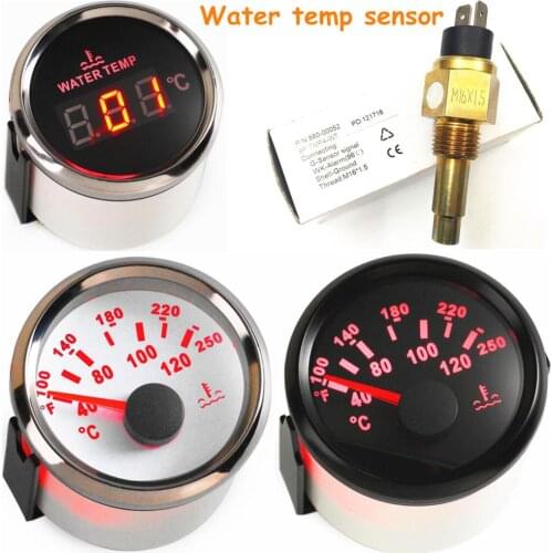 52mm Digital Water Temp Gauges 9-32vdc Water Temp Sensors M14x1.5 M16x1.5 NPT-3/8 100-250 Fahrenheit for Car Truck Boat