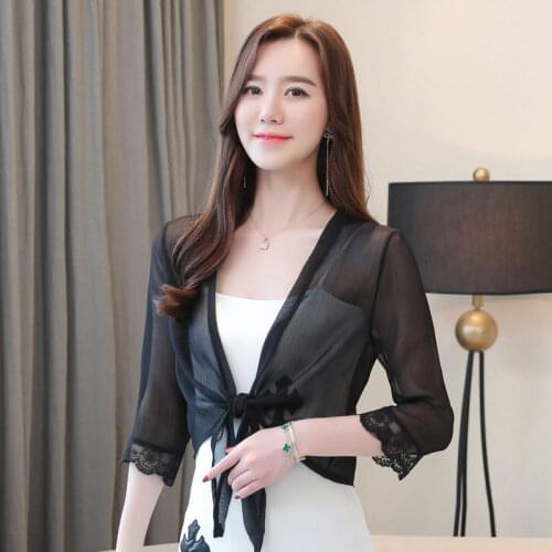 Black Pink White Lace Bolero Women Open Front Party Dress Cape Shrugs Shawl Ladies Chiffon Cardigan Wedding Jacket Bridal Wraps