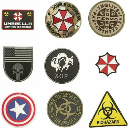 DIY embroidery pvc HOOK&LOOP umbrella patch letter uss fox badges applique patches for clothing CA-37
