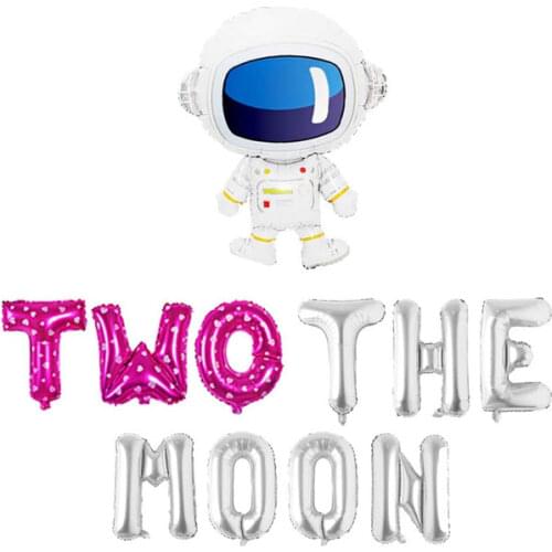 Two The Moon Balloons, 2 The Moon Outer Space 2nd Second Birthday Blast Off Theme 2 Galaxy Astronaut Party Decorations