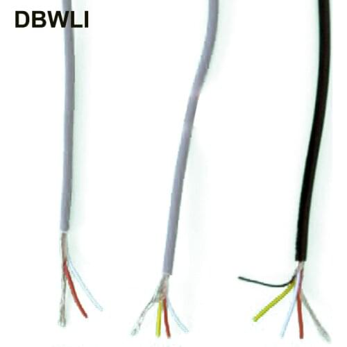 2 3 4 core shielded wire UL 2547 28AWG 5 meter 16.4 ft 2.1 channel Audio line signal cable shield wire for amplifier,Black Grey