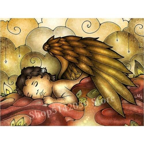 New Arrival 5d diy diamond painting angel baby sleeping full square diamond mosaic fantasy child wings handmade crafts 60x80cm