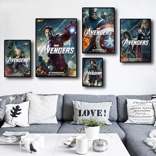 Canvas Painting Classic Marvel Avengers Superhero Movie Iron Man Thor Posters and Prints Wall Art Pictures for Living Room Decor