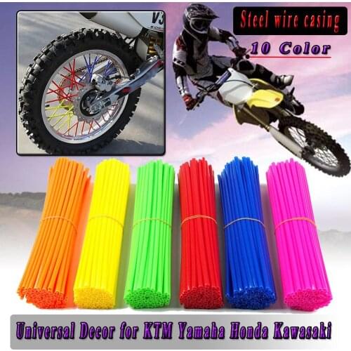 72pcs Motorcycle Dirt Bike Enduro Wheel Rim Spokes Skins Off Road Shrouds Covers Universal Decor for KTM Yamaha Honda Kawasaki