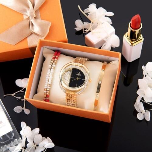 2Pcs Zonmfei Brand Women Watch Bracelet Necklace Set Female Jewelry Fashion Luxury Women Watch Bangle Set For Valentines Gift