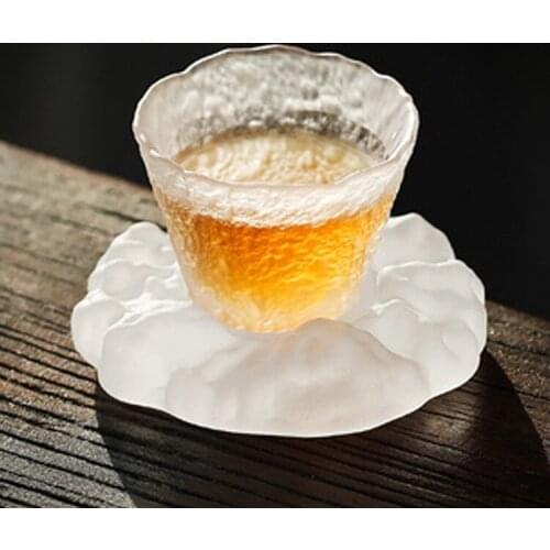 Japanese Style Glass Tea Cup Saucer Mat Pad for Kung Fu Tea Coffee Coaster Jewelry Storage Trinket Dish Tea Ceremony Accessories