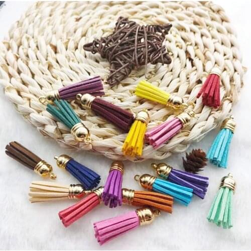 20pcs 38mm Leather Tassel For Keychain Cellphone Straps Jewelry Fiber Fringe Suede Tassel DIY Pendant Summer Jewelry Findings