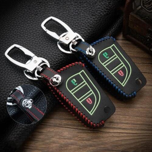 Leather Car Key Cover Luminous Case For Toyota Corolla Highlander Camry Crown Rav4 Levin Reiz Prado Keychain Ring Accessories