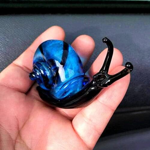 Murano Glass Snail Mini Figurines Silver Foil Craft Ornaments Cute Animal Collection Home Garden Decor New Year Gifts For Kids