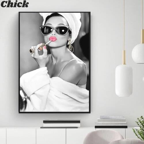 Fashion Poster Wall Art Print Black And White Canvas Painting Vogue Woman Pictures For Living Room Vintage Fashion Home Decor