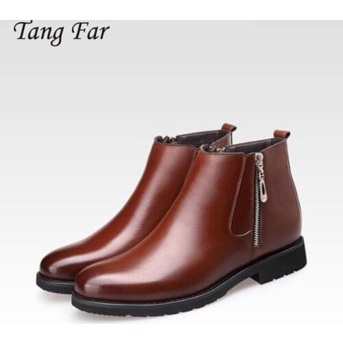 Zipper Designer Winter Men Boots Outdoor Tube Warm Thick Waterproof Padded Men Brown Shoes Snow Boots Man Formal Ankle Boot
