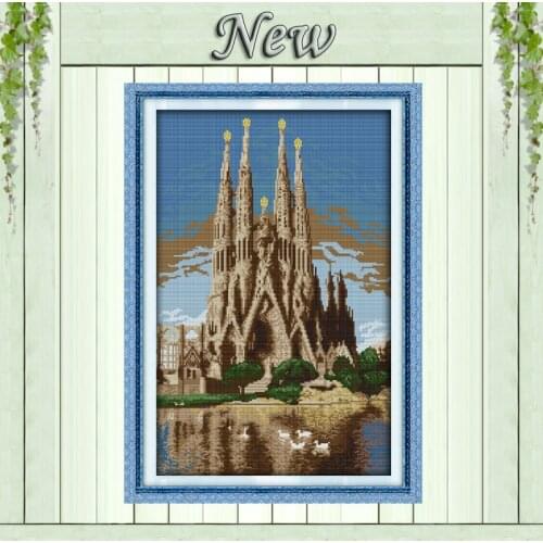 Castle in the sea,Counted Printed on canvas DMC 11CT 14CT Cross Stitch kit,needlework Set DIY full for embroidery,Europe Scenery