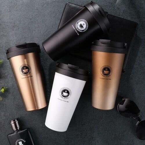 New Coffee Mug Stainless Steel Vacuum Flasks Thermo Cup Custom Logo Mug Outdoor Travel Car Tumblers Water Bottle with Handle