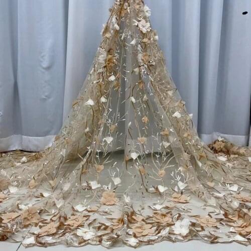 New Luxury African Sequin Beaded Lace Fabric 2021 French Net Sequence Embroidery Nigerian Wedding Party 3D Applique Tulle Laces