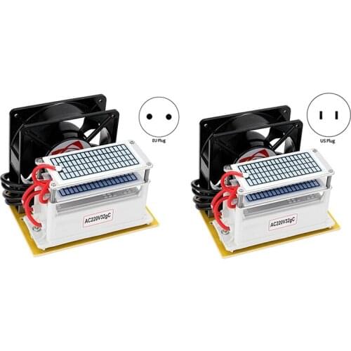 Ozone O3 Generator Air Water Purifier 2 Layers Moisture Proof with Fan Ozonizer Treatment Ozone Machine-32G/H