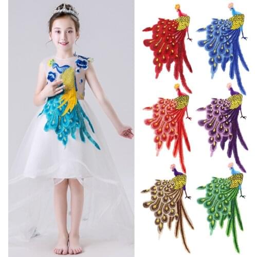 Peacock Beads Sequins Patches Applique Sew on Embroidered Clothing Diy Craft Iron on Sweater T-shirt Repair The Hole Decoration