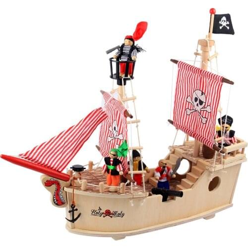 Pirates of the Caribbean wooden simulation pearl ship model child puzzle 3D stereo assembled wooden toys