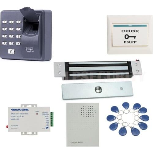 Fingerprint RFID keypad 10 tags dooorbell flush mount 180kg 12V Built-in concealed Electric Magnetic Electromagnetic Lock kit