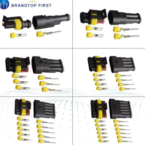 1-5sets Kit 1/2/3/4/5/6 Pins Way AMP 1.5 Super Seal Waterproof Electrical Wire Cable Connector Plug for Car Auto