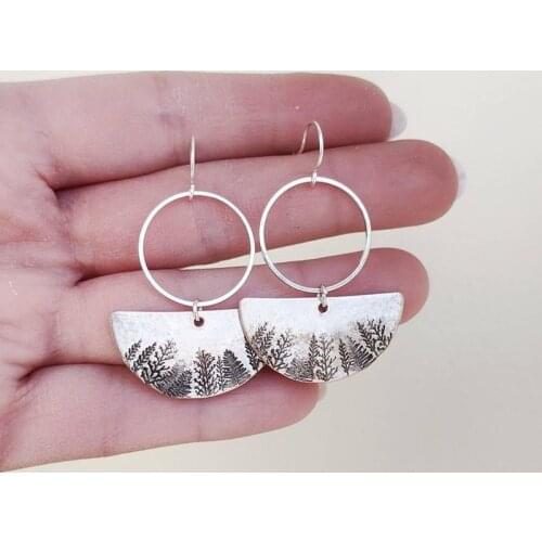 2021 Wholesale Retro Simple Desert Forest New Tree-shaped Semicircle Geometric Earrings Women