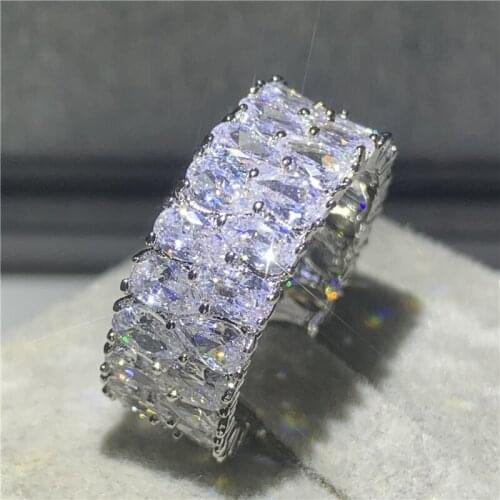Unique Female Ring Fashion 925 Silver Fill Big 5A Zircon Stone Love Engagement Ring Vintage Wedding Rings For Women Jewelry