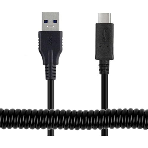 1M 3FT Stretch USB-C USB 3.1 Type C to USB 3.0 A Male Data Charge spring Cable for Xiaomi 5x huawei P20 P10 charging mat