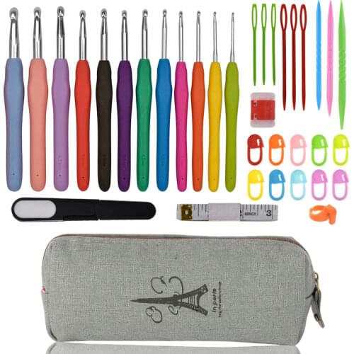 12pcs/lot 2.0-8.0mm Crochet Hook Set With Various Sewing Tools Accessories Knitting Needles Set For DIY Weave Clothes For Women