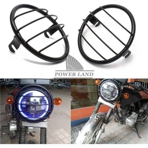 1x Retro Metal Grill Motorcycle Side Mount Headlight Cover 6.69" Vintage Old School Universal For Honda Yamaha Kawasaki Chopper